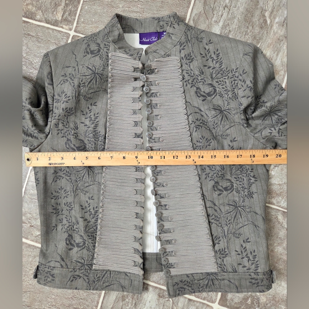 Hunt Club Charcoal Cotton Floral Military Blazer Jacket Women's Size Medium - Picture 11 of 16